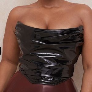 HOUSE OF CB BLACK PATENT BONED CORSET